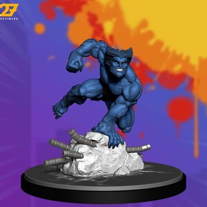 Blue Furball Miniature, Superhero Style (40mm Tabletop Figure)