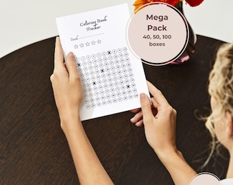 Mega Pack de Registro de Libros para Colorear – 40, 50 y 100 Cajas – Registro de Colorear Imprimible – Registro de Lectura PDF – A4 y A5 – Descarga Instantánea