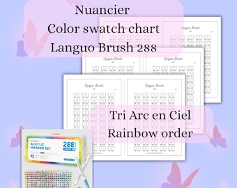 Tabla de colores 288 Languo - Tabla de muestras de color Languo 288 – Imprimible en A5 y A4 – Orden arcoíris