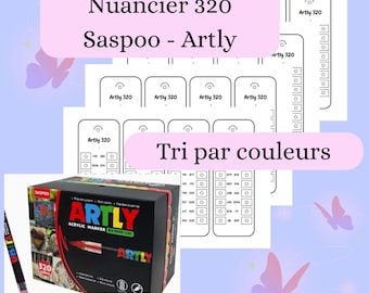 Nuancier Feutres Artly 320 – Nuancier Acrylique PDF – Carte Couleurs Printable – Tableau Marqueurs