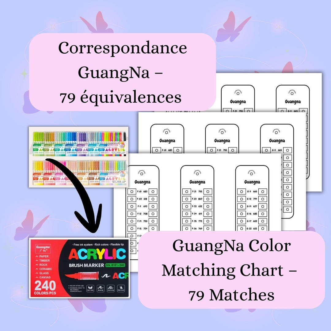 Matching Chart Comparison Guangna 240 Brush & 168 Gel – 79 Matches • Guangna Color ...