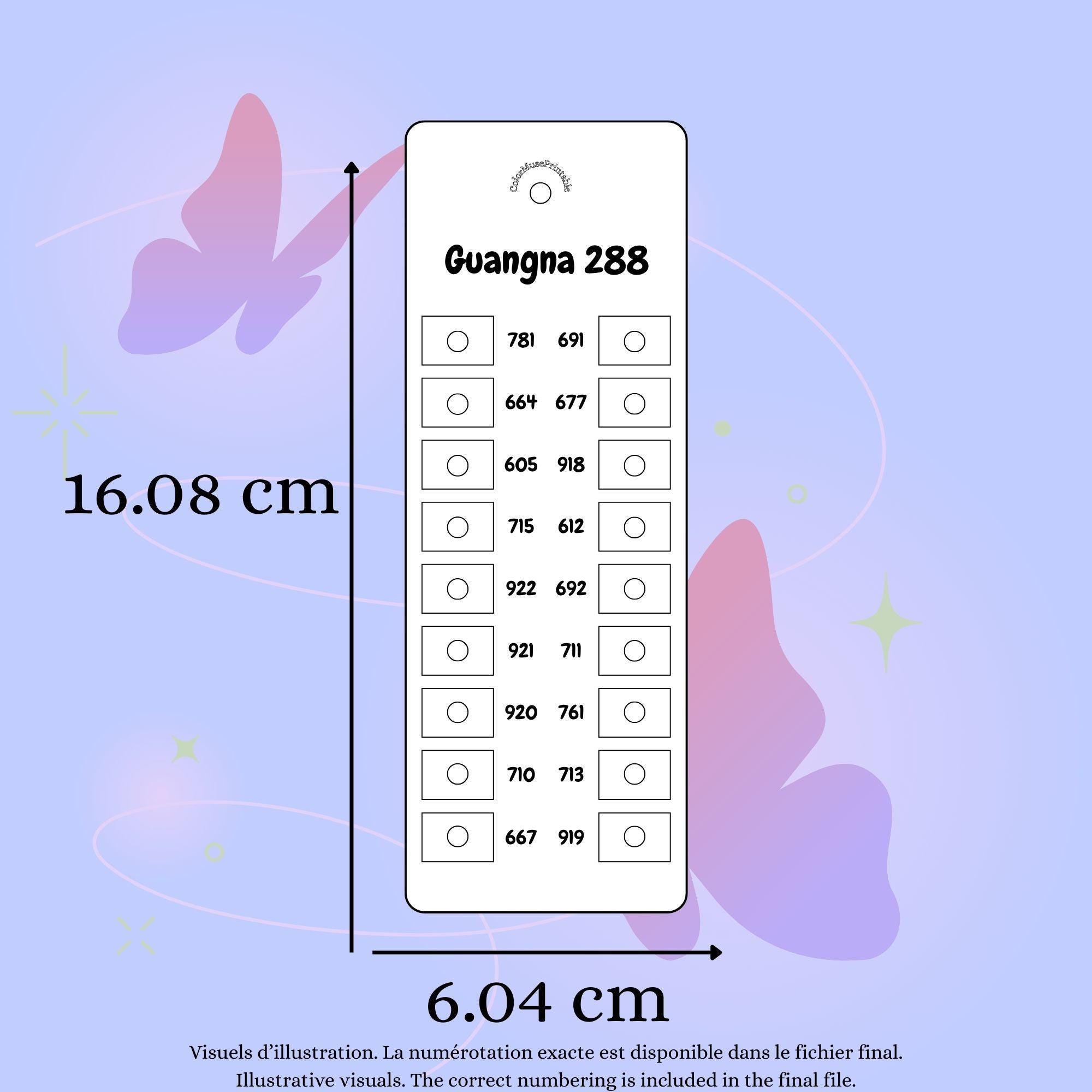 Guangna 288 Color Chart – Numbered Swatches – Guangna Felt Color Chart ...