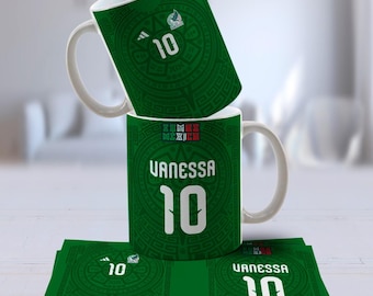 Taza y Polera Mexican national team, football Mexico 2026, Sublimated plan 11oz Editable file, Editable design to sublimate