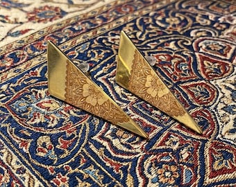 Persian Inspired Earrings – Handmade Etched Jewelry – Iranian Pattern Earrings – Unique Gift for Her – Boho Ethnic Style