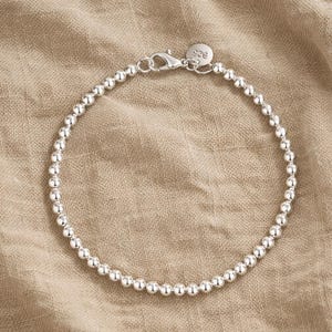 925 Sterling Silver 4mm Bead Bracelet for Women Wedding Gift