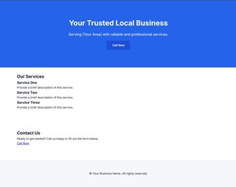Plantilla de sitio web de una página para negocios locales: Plantilla HTML y CSS fácil de editar: Diseño web adaptable para propietarios de pequeñas empresas.