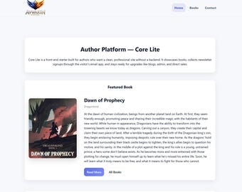Plantilla de sitio web para autores – Sitio web de libros en React – Portafolio y presentación de libros – Solo interfaz
