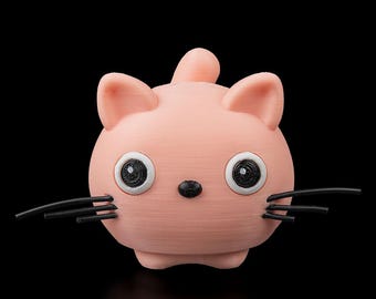 Bouncy Cat Clicker Fidget Toy – 3D Printed Desk Stress Reliever – Kitty Anxiety Click Toy