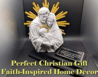Custom Christian Icon Display | 3D Printed Marble Gold PLA Faith Piece