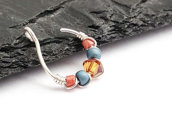 Konstnäsring med glittrande kristaller – Handgjorda smycken utan piercing för en elegant stil - Näsmanschett utan piercing - 8 mm näsring