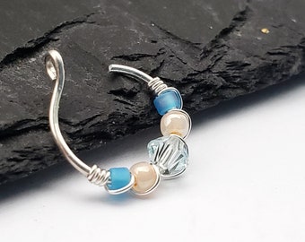 Ingen piercing behövs - Elegant fusknäsring med tråd – Handgjorda smycken utan piercing - Näsmanschett utan piercing - 8 mm näsring