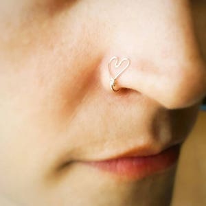 Heart Nose Ring Valentines Day Gift Fake Nose Ring Nose Ring Clip On Nose Ring Faux Piercing No Piercing Nose Cuff image 1