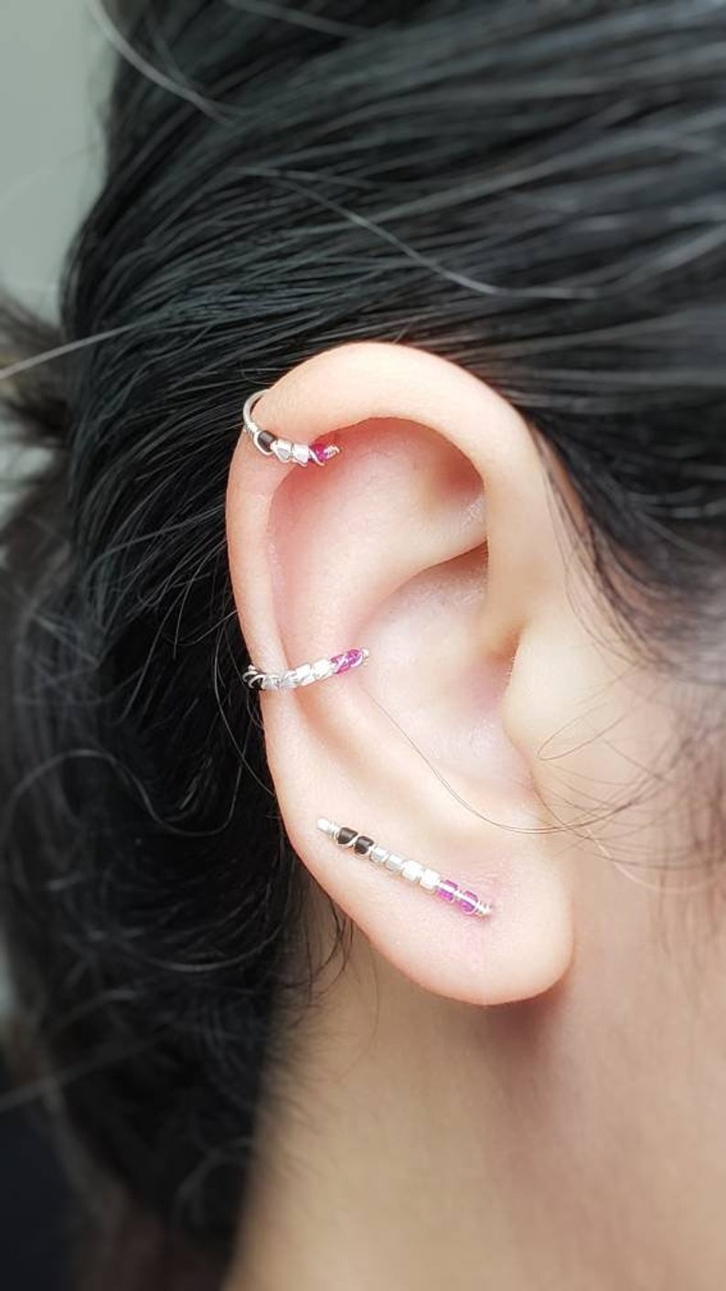 Asexual Pride Smycken - Ace Pride - Faux Piercing - Näsring - Örhängen med krok - LBGTQ+ Pride bild 1
