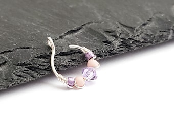 Handgjorda smycken utan piercing för en elegant stil - Konstgjord näsring med glittrande kristaller – Näsmanschett utan piercing - 8 mm näsring