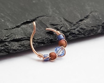 Konstnäsring med glittrande kristaller – Handgjorda smycken utan piercing för en elegant stil - Näsmanschett utan piercing - 8 mm näsring