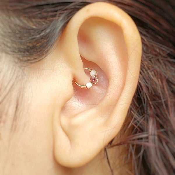 Rose Gold Daith Ring - Faux Daith Earring - Daith Ring - Faux Piercing - Daith Piercing - No Piercing Jewelry - 8mm Daith Ring