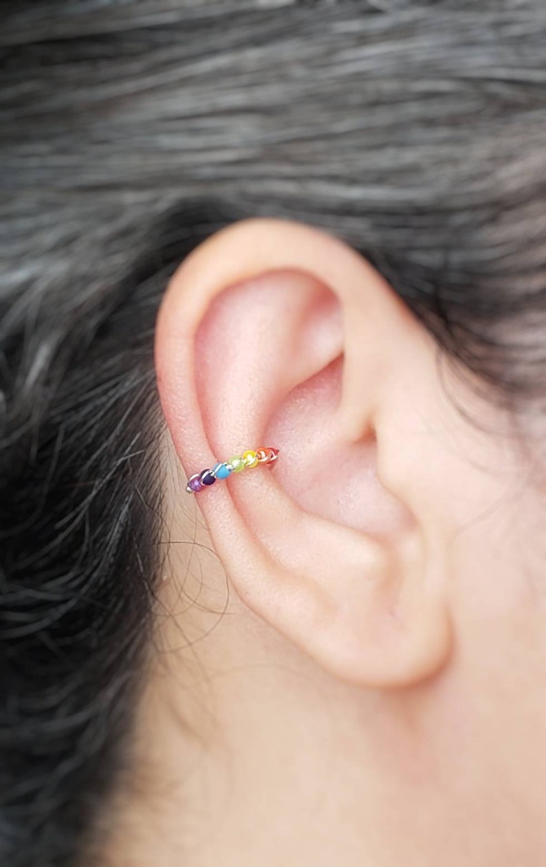 LBGTQ Pride Gay Pride No Piercing Rainbow Ear Cuff Pride Ear Cuff Gay Pride Ear Cuff Hoop Ear Cuff Gay Pride Jewelry image 1