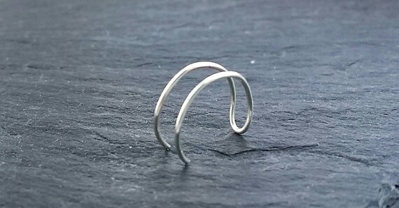 Double Lip Ring - Faux Lip Ring - Delicate Lip Ring - Silver Lip Ring - Fake Lip Piercing - Fake Lip Cuff - Tiny Lip Ring