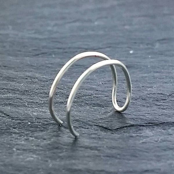 Double Lip Ring - Faux Lip Ring - Delicate Lip Ring - Silver Lip Ring - Fake Lip Piercing - Fake Lip Cuff - Tiny Lip Ring