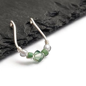 Silver Faux Septum Ring - Green Shades - No Piercings