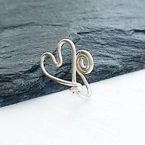 Heart Nose Ring Valentines Day Gift Fake Nose Ring Nose Ring Clip On Nose Ring Faux Piercing No Piercing Nose Cuff image 3