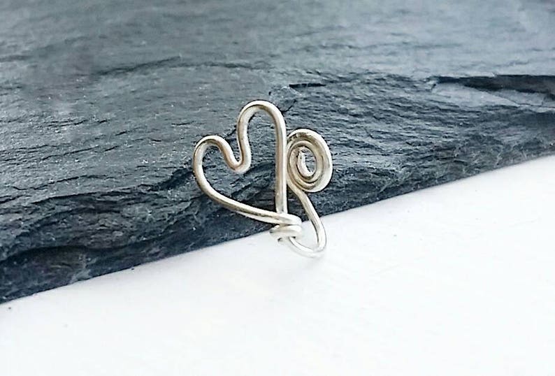 Heart Nose Ring Valentines Day Gift Fake Nose Ring Nose Ring Clip On Nose Ring Faux Piercing No Piercing Nose Cuff image 3