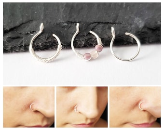 Fake Nose Ring Set - Clip On Nose Ring - Faux Piercing - No Piercing Nose Cuff