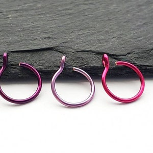 Faux Ensemble d’anneaux de nez - Anneau de nez - Anneau à lèvres - Faux piercing - Pas de brassard de nez perçant - Faux anneau de nez violet - Ensemble de 3