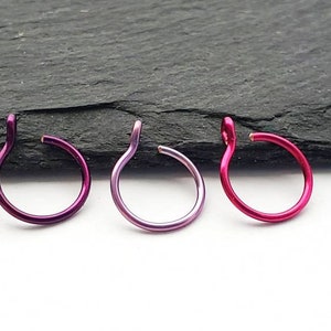 Faux Nose Ring Set Nose Ring Lip Ring Faux Piercing No Piercing Nose Cuff Purple Fake Nose Ring Set of 3 image 1