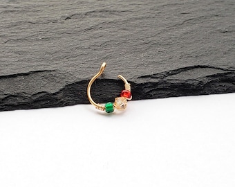 Konstnäsring med glittrande kristaller – Handgjorda smycken utan piercing för en elegant stil - Näsmanschett utan piercing - 8 mm näsring