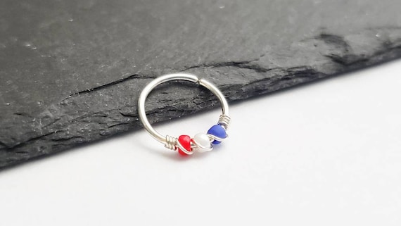 4th of July Jewelry - Sterling Silver Nose Ring - Forward Helix