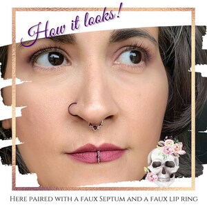 Faux Nose Ring Set Nose Ring Lip Ring Faux Piercing No Piercing Nose Cuff Purple Fake Nose Ring Set of 3 image 3