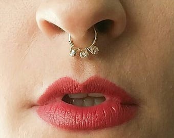 10mm Gold Faux Septum Jewelry, No Piercing