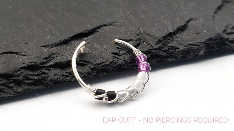 Asexual Pride Smycken - Ace Pride - Faux Piercing - Näsring - Örhängen med krok - LBGTQ+ Pride bild 3