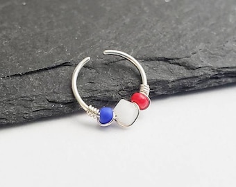 4 juli Faux Daith-ring - Delikat broskörhänge - Daith-ring - Faux piercing - Daith-piercing - 8 mm Daith-ring