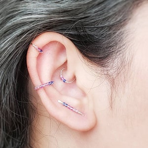 Bisexual Pride Jewelry - Bi Pride Jewelry - Faux Piercing - Nose Ring - Ear Crawler Earrings - LBGTQ+ Pride