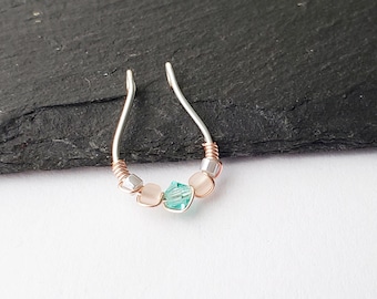 Faux septumring | Glittrig näsmanschett med klämma | Handgjorda smycken utan piercing