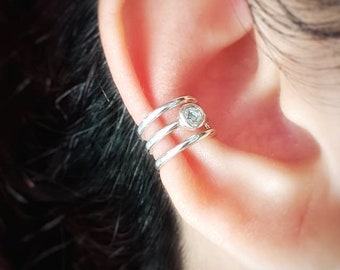 Sterling Silber Strass Ohr Manschette, kein Piercing Schmuck, Geschenk für Sie