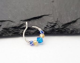 Konstnäsring med glittrande kristaller – Handgjorda smycken utan piercing för en elegant stil - Näsmanschett utan piercing - 8 mm näsring
