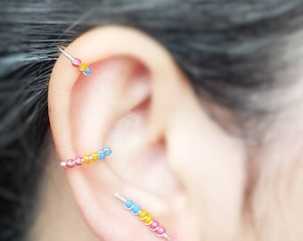 Joyería del Orgullo Pansexual - Orgullo Pansexual - Piercing falso - Anillo de nariz - Pendientes trepadores - Orgullo LGBTQ+