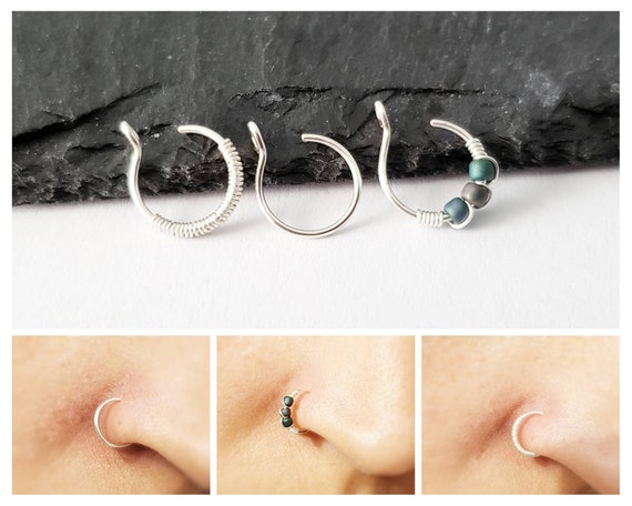 Buy Fake Nose Ring Set Clip on Nose Ring Faux Piercing No Online in India 