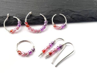 Aceflux Pride Jewelry - Pride Jewelry - Faux Piercing - Nose Ring - Ear Crawler Earrings - LBGTQ+ Pride