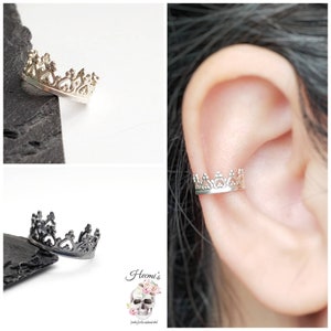 Argentium Silver Crown Ear Cuff - No Piercings Jewelry