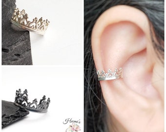 Argentium Silver Crown Ear Cuff - No Piercings Jewelry