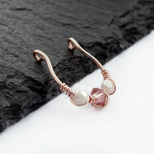 Rose Gold Septum Ring - Clip On Septum - 10mm Fake Septum Ring Rose Gold Plated
