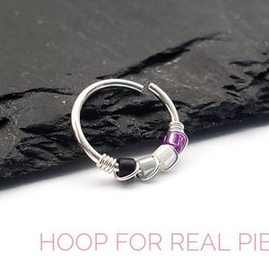 Asexual Pride Smycken - Ace Pride - Faux Piercing - Näsring - Örhängen med krok - LBGTQ+ Pride bild 5