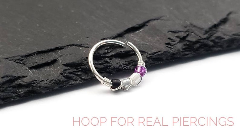 Asexual Pride Smycken - Ace Pride - Faux Piercing - Näsring - Örhängen med krok - LBGTQ+ Pride bild 5