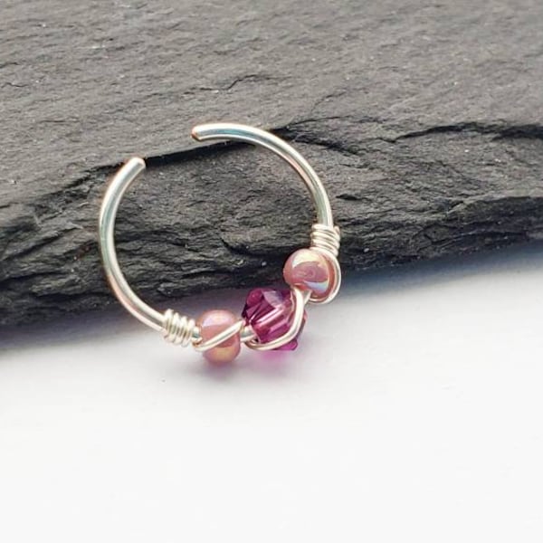 Purple Fake Daith Ring - Faux Daith Earring - Daith Ring - Faux Piercing - Daith Piercing - No Piercing Jewelry - 8mm Daith Ring