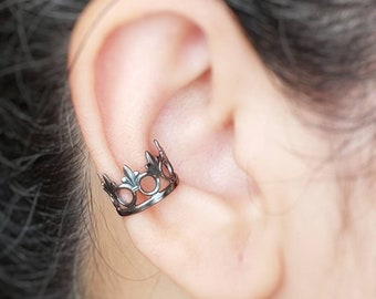 Sterling Silver Spike Crown Ear Cuff - No Piercings Jewelry