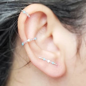 Trans Pride Jewelry - Transgender Pride - Faux Piercing - Nose Ring - Ear Crawler Earrings - LBGTQ+ Pride
